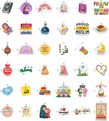 100Pcs Islamic Stickers for Water Bottle, Laptop, Muslim Stickers, Islam Decals - Islamic Party Supplies & Gifts - Gift for Women & Men