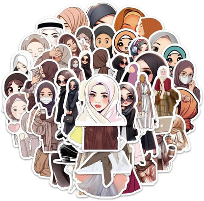 54Pcs Muslim Hijab Girl Stickers Islamic Women Waterproof Vinyl Decals