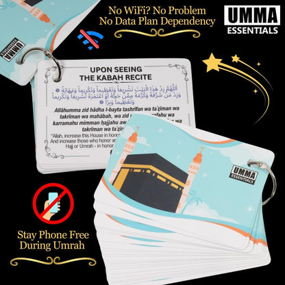 24 Umrah Dua Cards Step-By-Step Guide with Umrah Prayers, Supplications & Bonus Duas, Perfect Islamic Gift for Adults, Unisex, Religious Flashcards