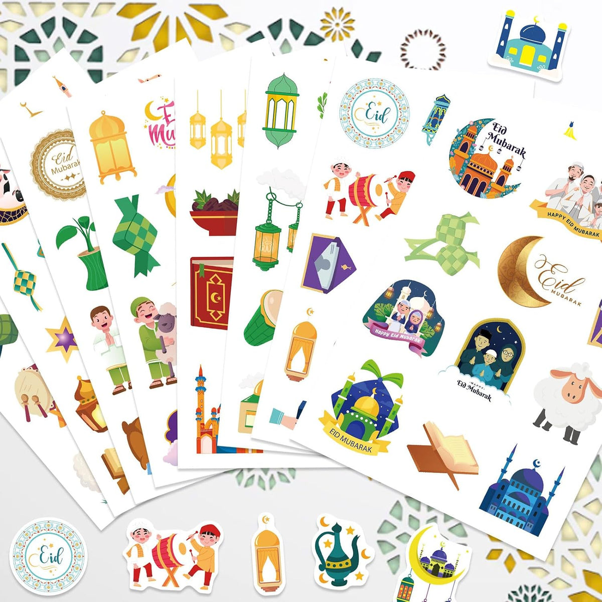 312 PCS Eid Mubarak Stickers, Eid Mubarak Theme Stickers for Kids