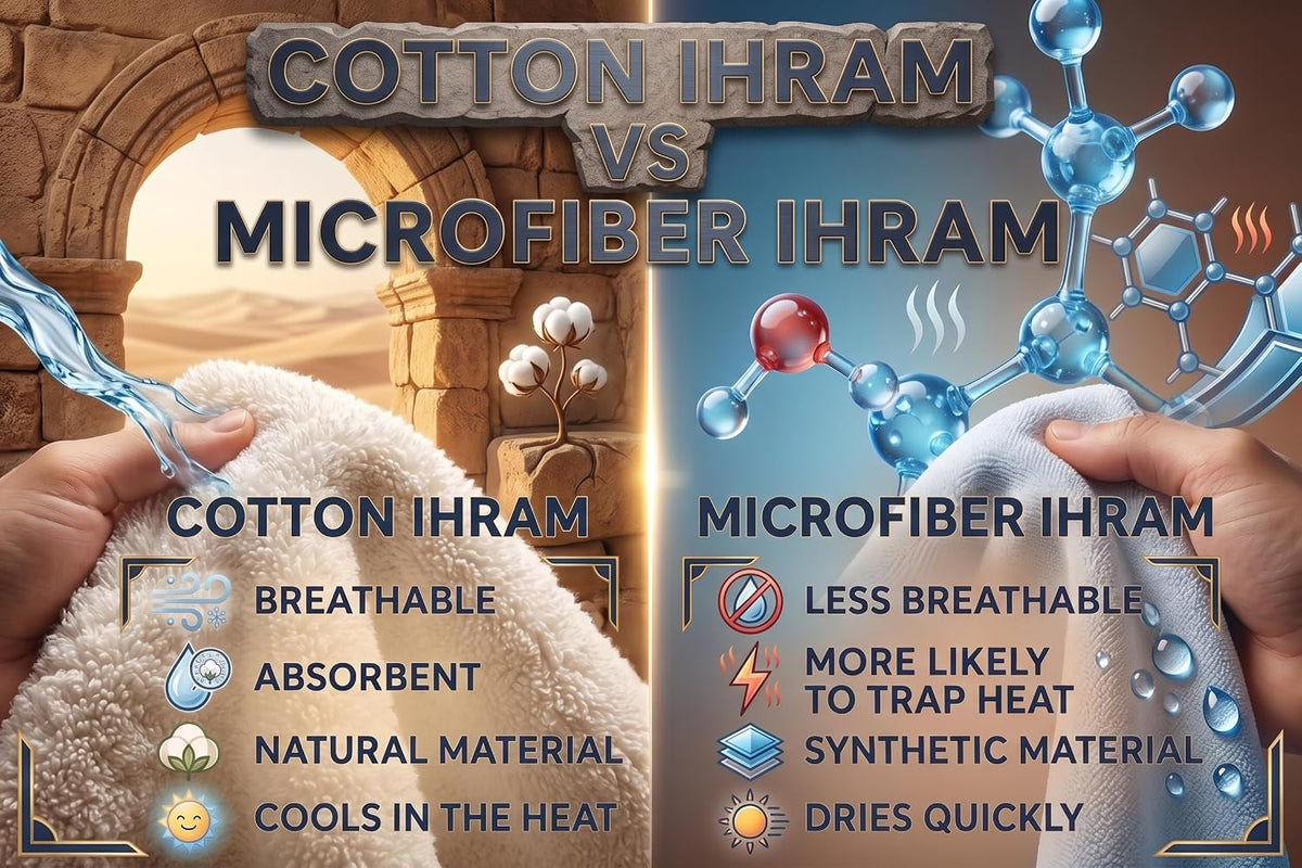 Ihram for Umrah Men, Hajj and Umrah Ihram for Men,100% Cotton Set 2-Piece, Breathable Washable Quick Drying, Soft Non-Stitched 43 X 86 Inch - 110 X 220Cm Ehram Ahram