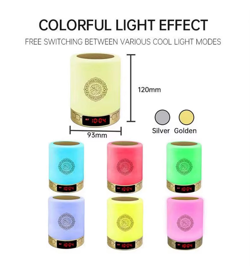 Hot Selling OEM Digital Quran Player Quran Learning Touch & App Control Colorful Light Battery Powered Portable Islamic Gift