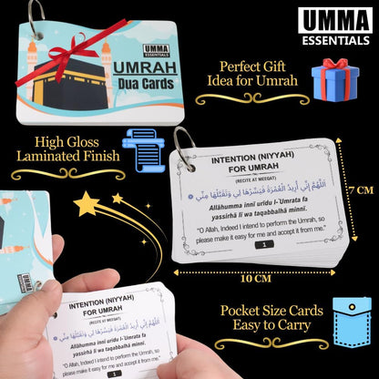 24 Umrah Dua Cards Step-By-Step Guide with Umrah Prayers, Supplications & Bonus Duas, Perfect Islamic Gift for Adults, Unisex, Religious Flashcards
