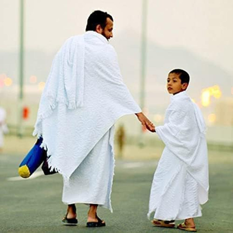 Ihram for Umrah Men, Hajj and Umrah Ihram for Men,100% Cotton Set 2-Piece, Breathable Washable Quick Drying, Soft Non-Stitched 43 X 86 Inch - 110 X 220Cm Ehram Ahram