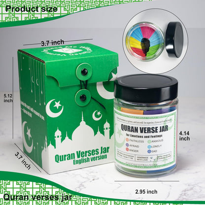 Quran Verse Jar for Spiritual Comfort, Islamic Gifts for Women Men Kids Muslim Friends, Ramadan Decorations, Ramadan Eid Gifts,Quran Prayers & Gratitude Verses in English, Islamic Decor