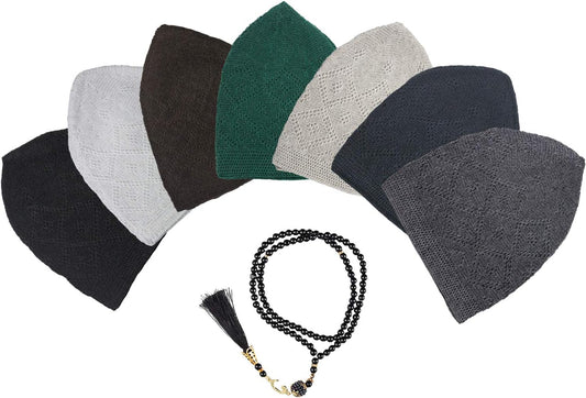 - 7 Pieces - 100% Cotton Kufi Hat - Kufi Hats for Men Muslim - Muslim Hats for Men - Perfect Ramadan Gifts - Skull Cap