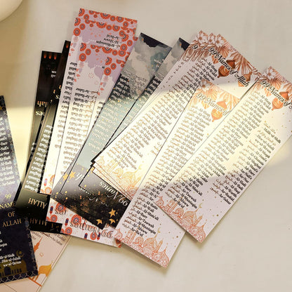 100 Pcs Colorful 99 Names of Allah Bookmark Arabic English Islamic Bookmarks Reflecting on the Names of Allah Ramadan Eid Gifts Bulk Quran Muslim Islamic Arabic Gifts for Women Men Quran Learning
