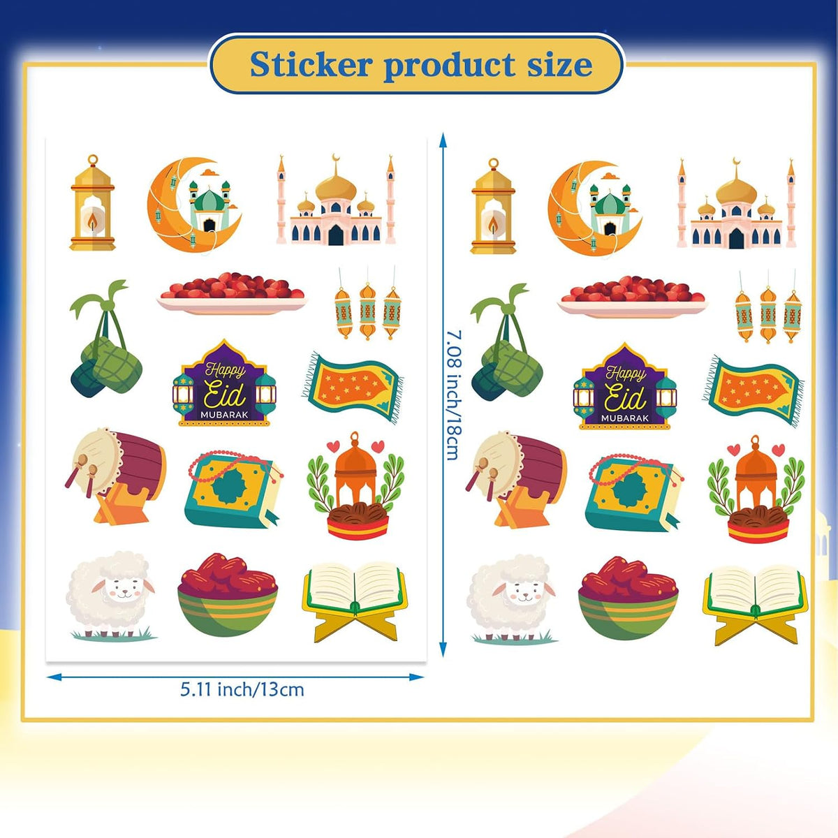 312 PCS Eid Mubarak Stickers, Eid Mubarak Theme Stickers for Kids