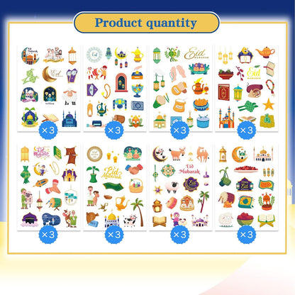 312 PCS Eid Mubarak Stickers, Eid Mubarak Theme Stickers for Kids