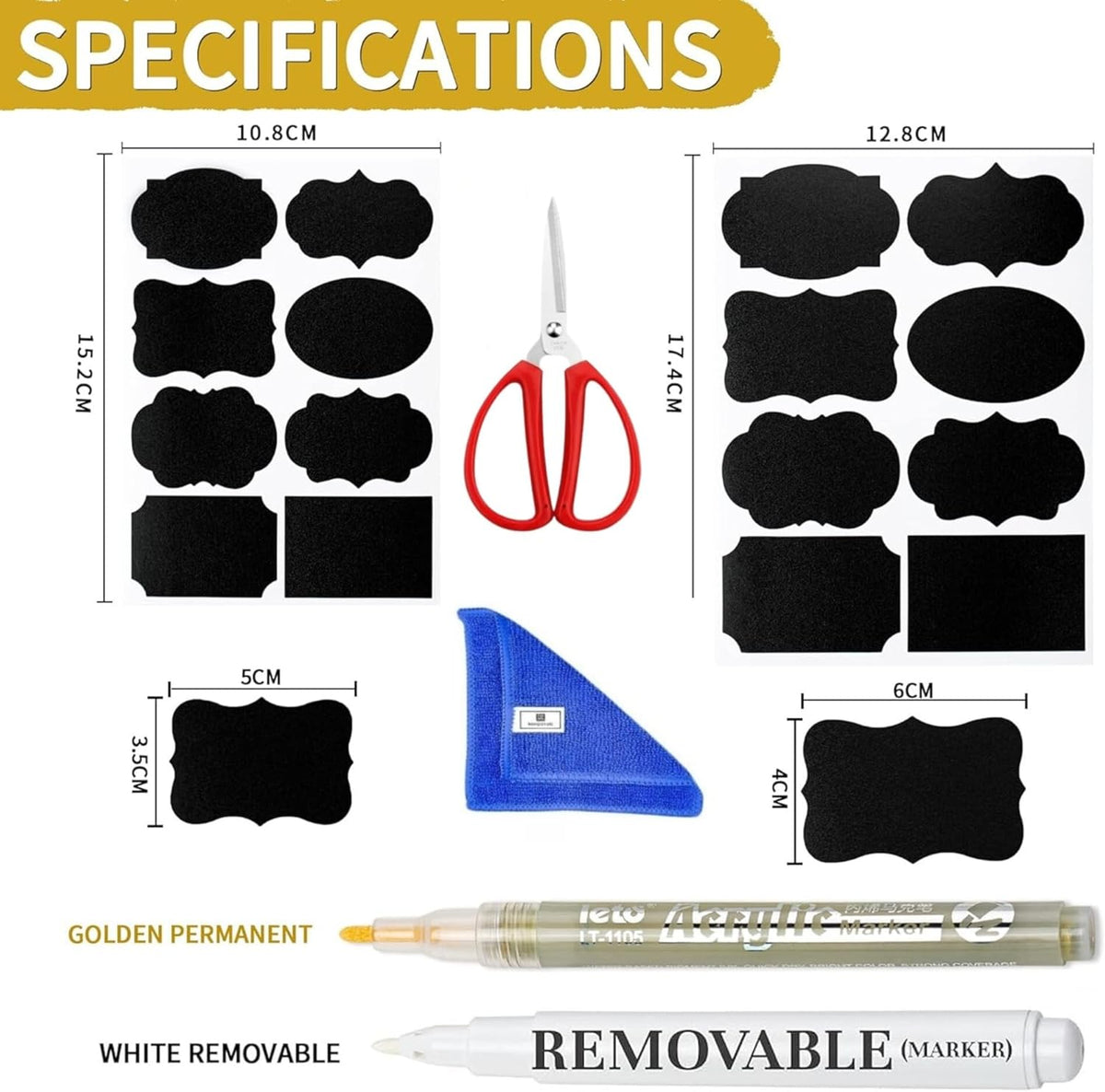 160 Reusable Chalkboard Jar Labels - Pantry & Kitchen Mason Jar Set + 2 Chalk Markers