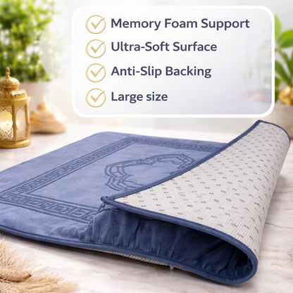 Orthopedic Prayer Mat with Memory Foam Knee Support – Extra Thick Padded Prayer Rug, Muslim & Islamic Prayer Mat (Sajadah) for Men & Women, Soft Luxury Comfort for Eid, Ramadan & Daily Prayer (Gray)