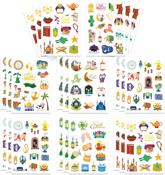 312 PCS Eid Mubarak Stickers, Eid Mubarak Theme Stickers for Kids