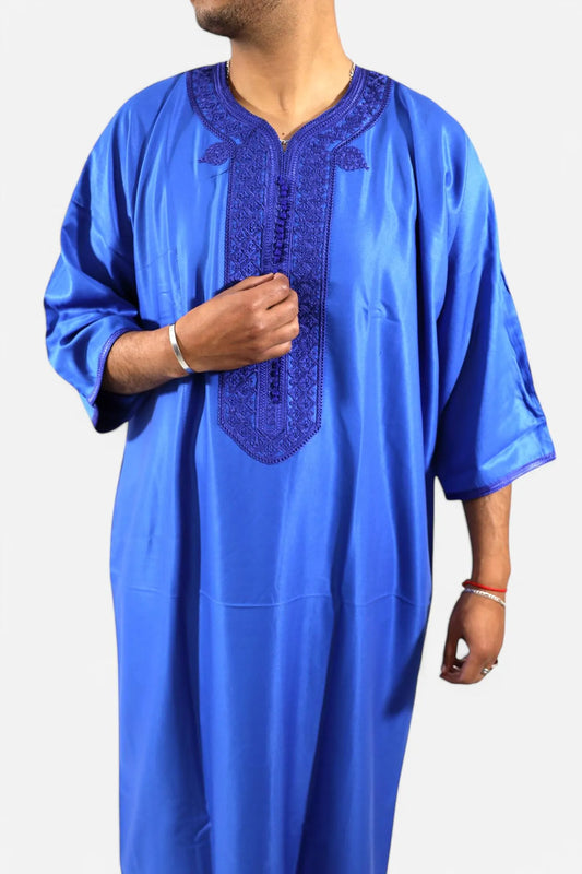 Moroccan Gandoura Men Thobe | Handmade Kaftan Jubba | Eid Ramadan Gift for Him