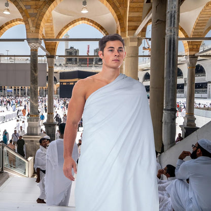 4 Pcs Hajj Ihram for Men Umrah Essentials Lightweight Microfiber Breathable Ihram White Ahram Hajj Islamic Clothing Gifts