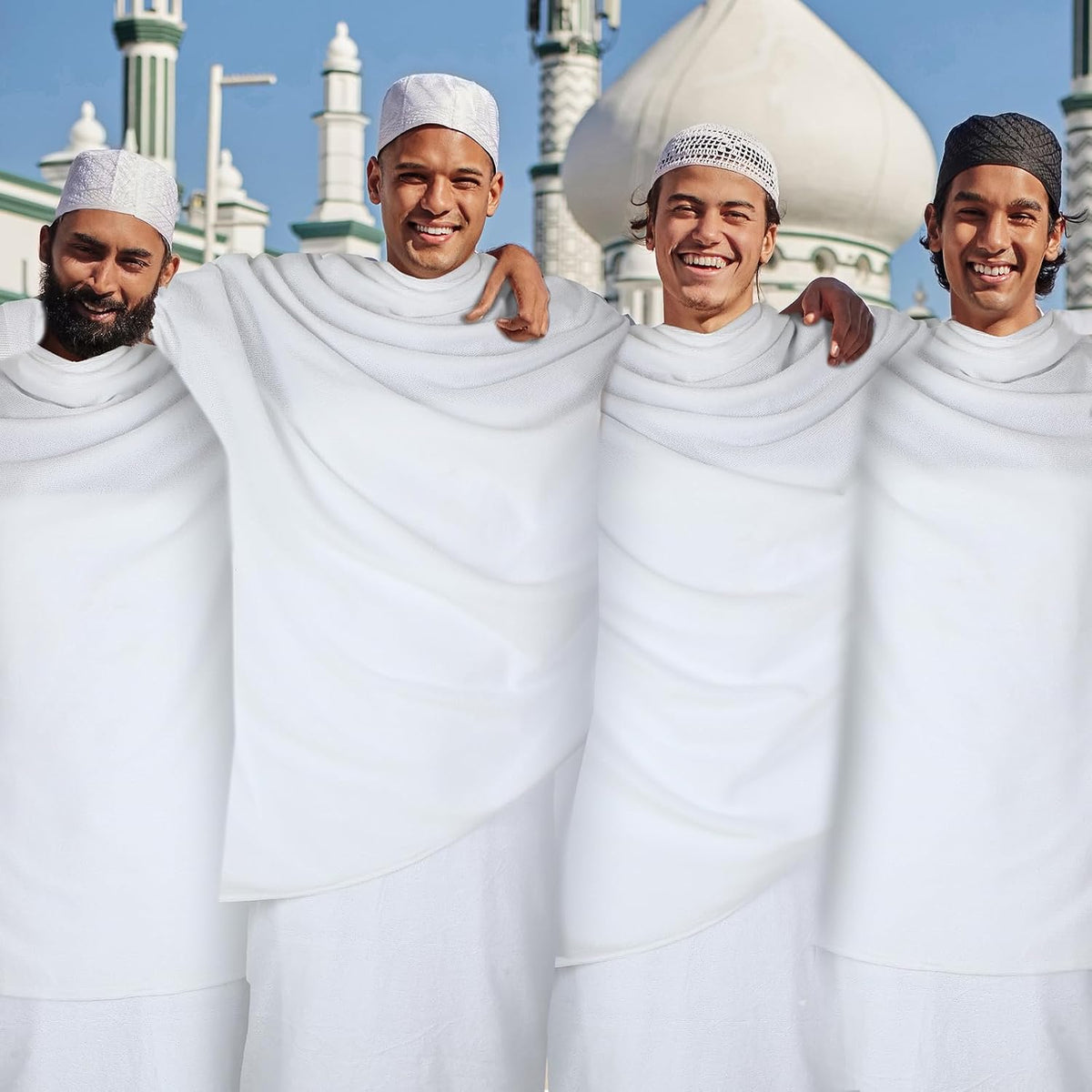 4 Pcs Hajj Ihram for Men Umrah Essentials Lightweight Microfiber Breathable Ihram White Ahram Hajj Islamic Clothing Gifts