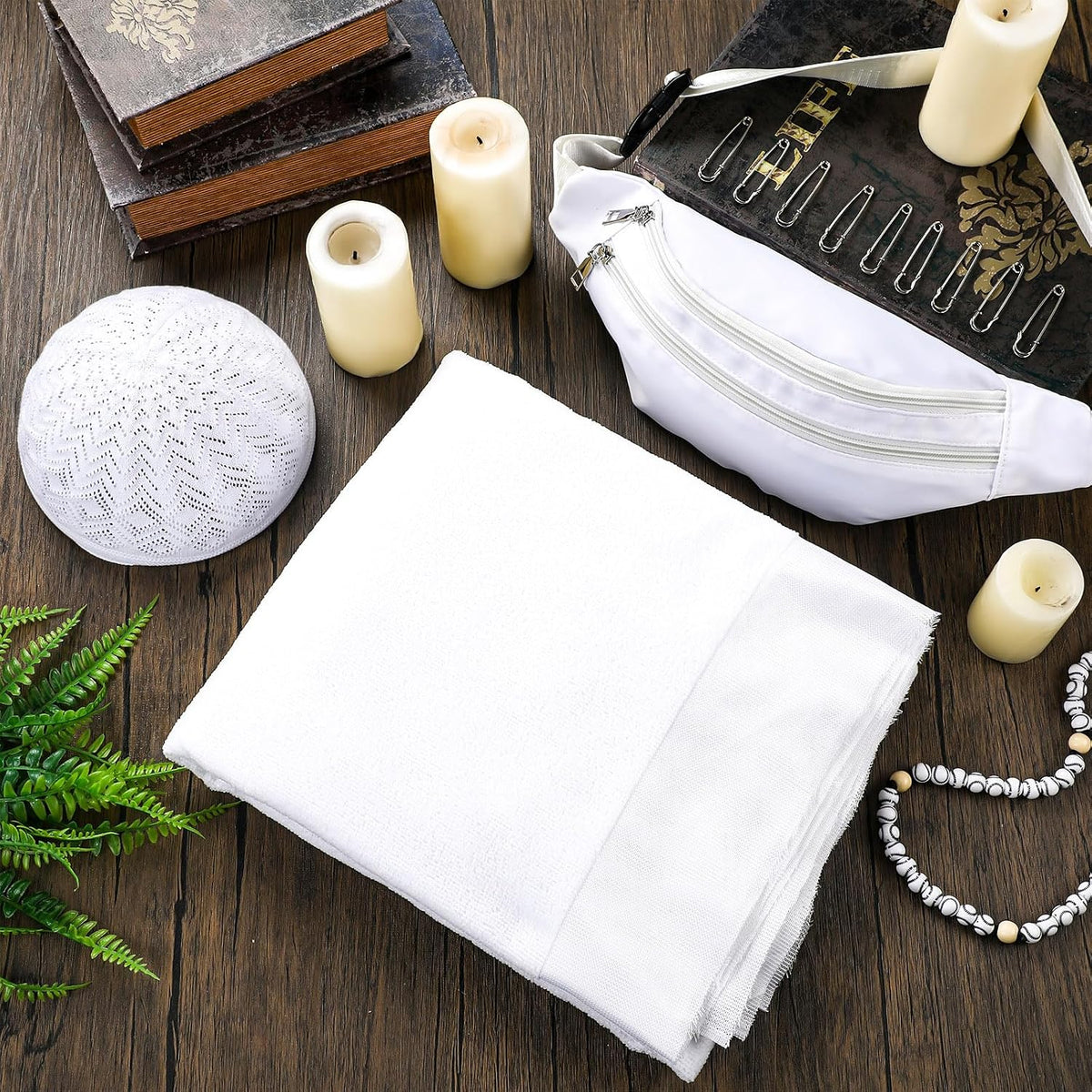 14 Pcs Ihram for Umrah Men Towel Waist Belt Hat Pins