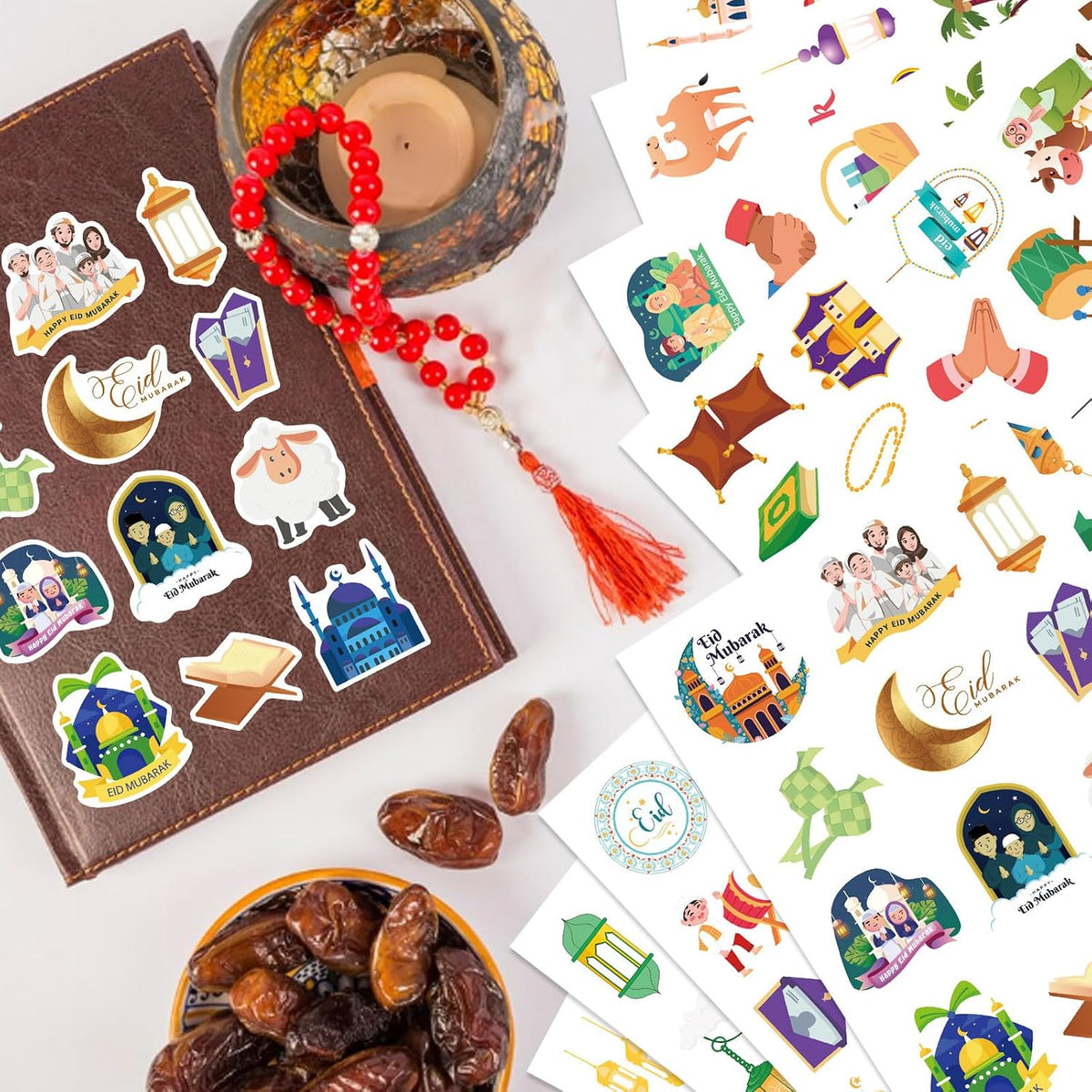 312 PCS Eid Mubarak Stickers, Eid Mubarak Theme Stickers for Kids