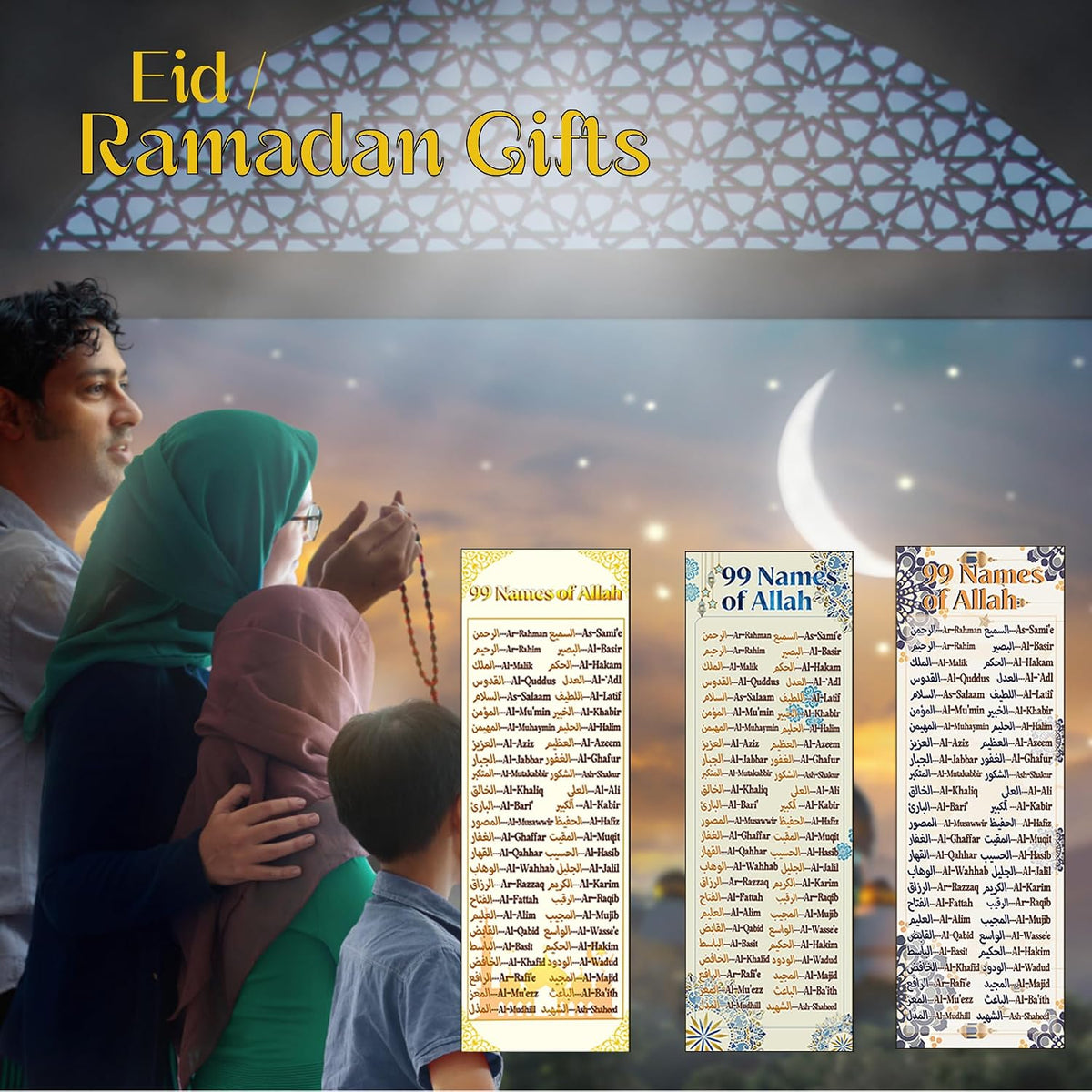 100 Pcs Colorful 99 Names of Allah Bookmark Arabic English Islamic Bookmarks Reflecting on the Names of Allah Ramadan Eid Gifts Bulk Quran Muslim Islamic Arabic Gifts for Women Men Quran Learning