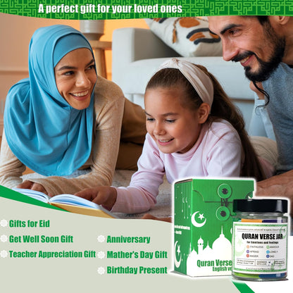 Quran Verse Jar for Spiritual Comfort, Islamic Gifts for Women Men Kids Muslim Friends, Ramadan Decorations, Ramadan Eid Gifts,Quran Prayers & Gratitude Verses in English, Islamic Decor