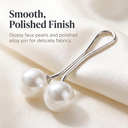 12Pcs Multicolor Headscarf Pearl Pins Clips U Shape Hijab Scarf Lady Muslim Scarf Shawl Clips Scarf Brooches Pin Jewelry Accessories(White and Gold and Black)