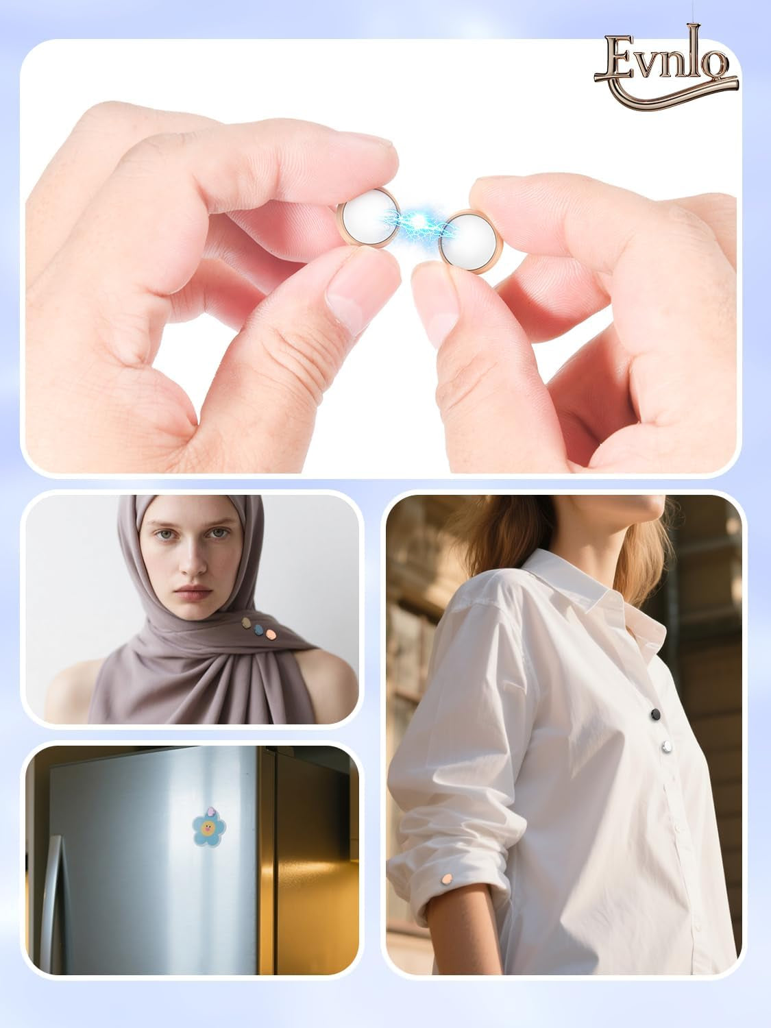 12 Pairs Strong Hijab Magnets, Thin Pinless Magnetic Hijab Pins for Scarf, Shirt, Veil, Dress– No-Snag Matte, Multi-Use for Women