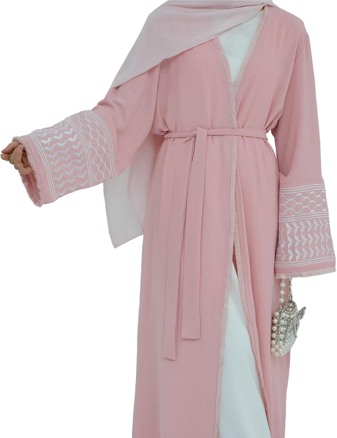 Women Ramadan Muslim Abaya Long Sleeve Embroidered Open Front Cardigan Kimono Turkey Dubai Kaftan