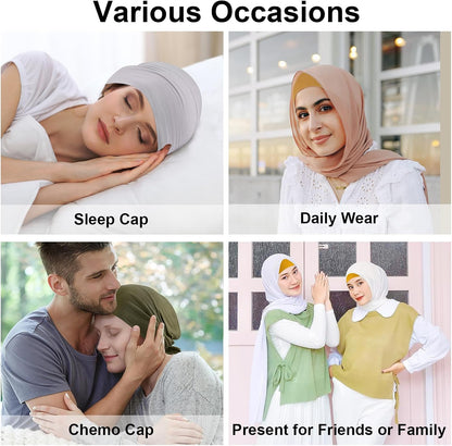 4 Pcs Women Hijab Undercap, Islamic Muslim under Hijab Cap Inner under Scarf Hat Turban with Tie Back Closure