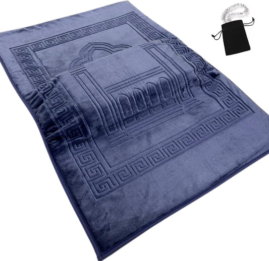 Orthopedic Prayer Mat with Memory Foam Knee Support – Extra Thick Padded Prayer Rug, Muslim & Islamic Prayer Mat (Sajadah) for Men & Women, Soft Luxury Comfort for Eid, Ramadan & Daily Prayer (Gray)