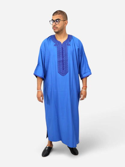 Moroccan Gandoura Men Thobe | Handmade Kaftan Jubba | Eid Ramadan Gift for Him