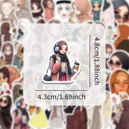 54Pcs Muslim Hijab Girl Stickers Islamic Women Waterproof Vinyl Decals