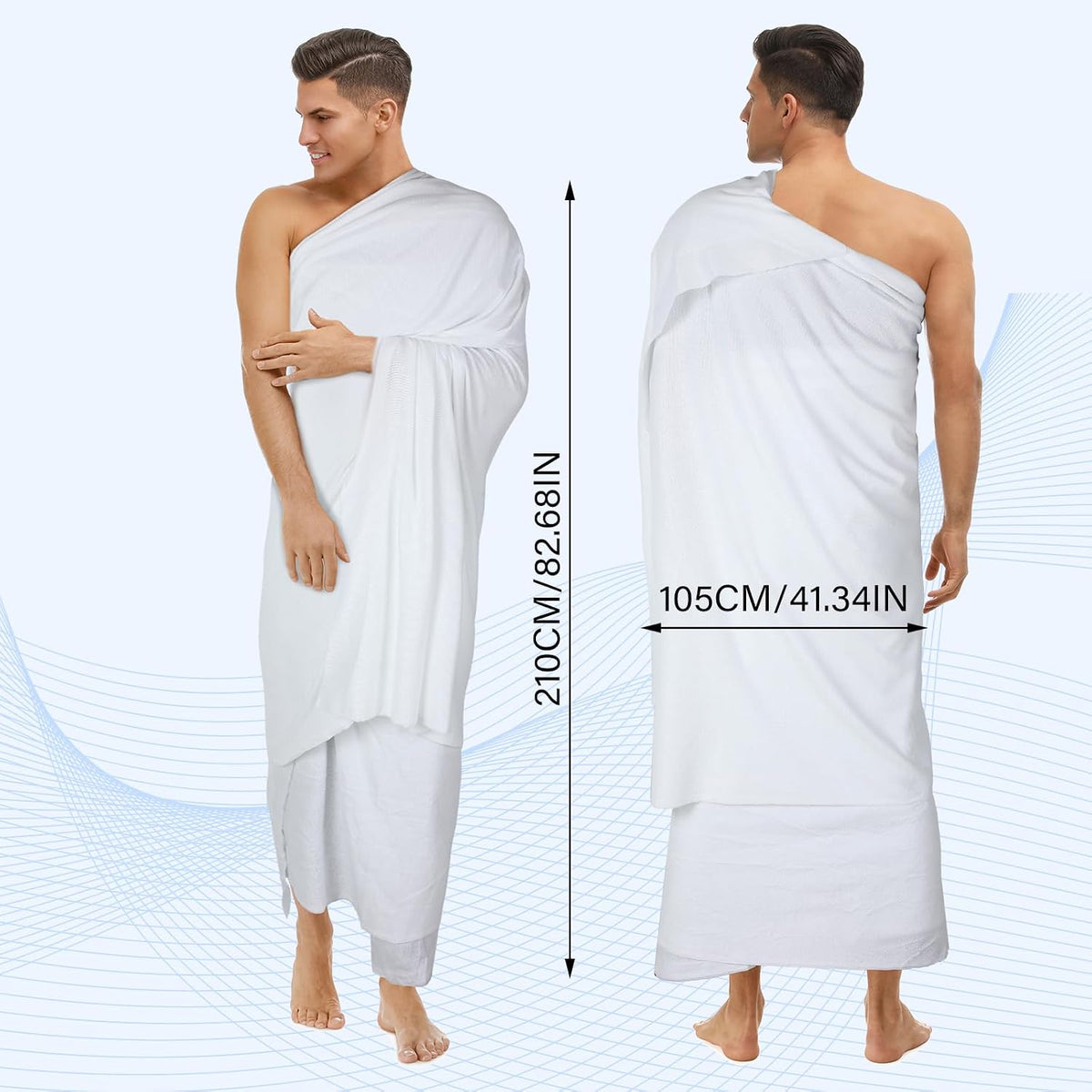 4 Pcs Hajj Ihram for Men Umrah Essentials Lightweight Microfiber Breathable Ihram White Ahram Hajj Islamic Clothing Gifts