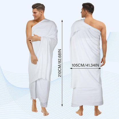 4 Pcs Hajj Ihram for Men Umrah Essentials Lightweight Microfiber Breathable Ihram White Ahram Hajj Islamic Clothing Gifts