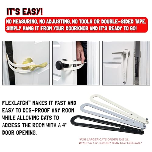 FlexLatch XL Cat Door Latch - Flexible Pet Door Strap Keeps Dogs Out, Lets Cats In (No Tools, No Measuring)