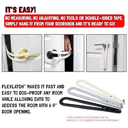 FlexLatch XL Cat Door Latch - Flexible Pet Door Strap Keeps Dogs Out, Lets Cats In (No Tools, No Measuring)