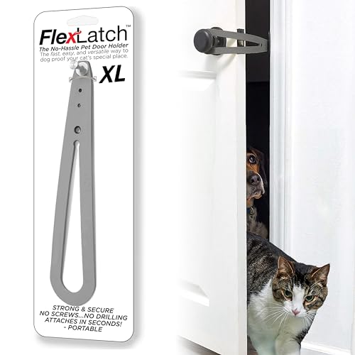 FlexLatch XL Cat Door Latch - Flexible Pet Door Strap Keeps Dogs Out, Lets Cats In (No Tools, No Measuring)