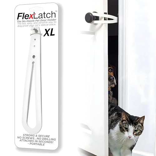 FlexLatch XL Cat Door Latch - Flexible Pet Door Strap Keeps Dogs Out, Lets Cats In (No Tools, No Measuring)
