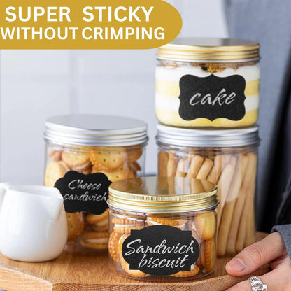 160 Reusable Chalkboard Jar Labels - Pantry & Kitchen Mason Jar Set + 2 Chalk Markers